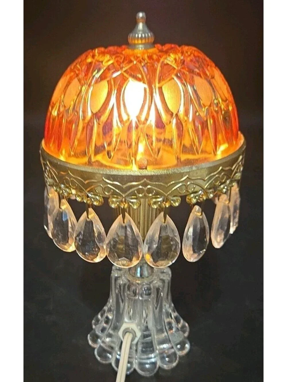 Vintage Michelotti Pink Cranberry Glass Prism Boudoir Princess Lamp Holland 9